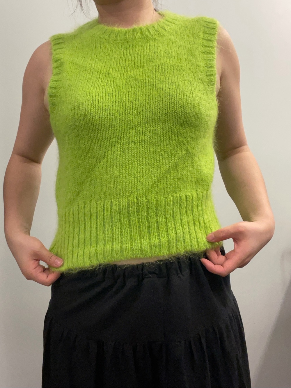 COS Neon Green Fuzzy Knit Sleeveless Tank